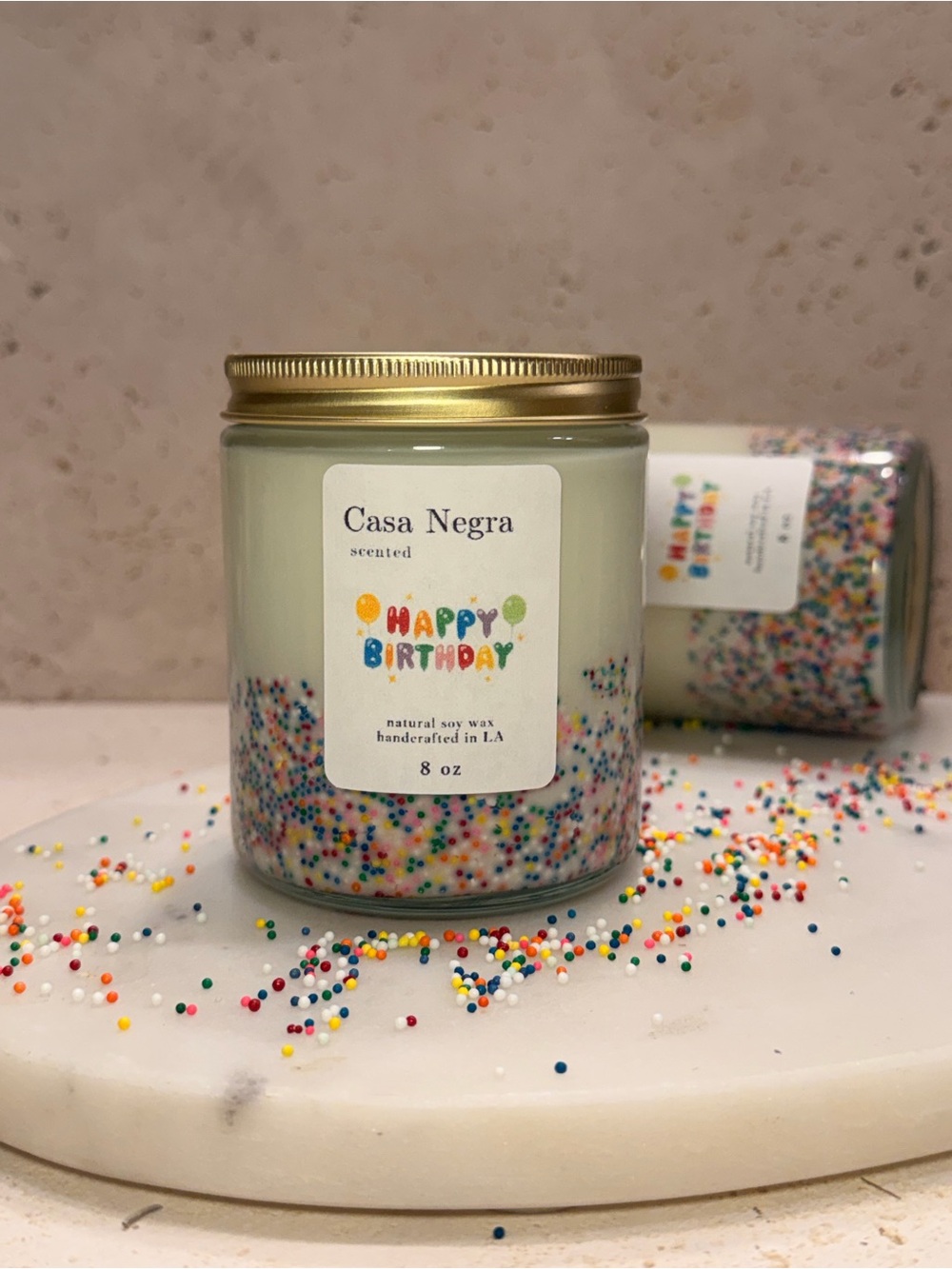 Happy Birthday Scented Candle • Rainbow Sprinkles • Dot Cake Candle • Vanilla